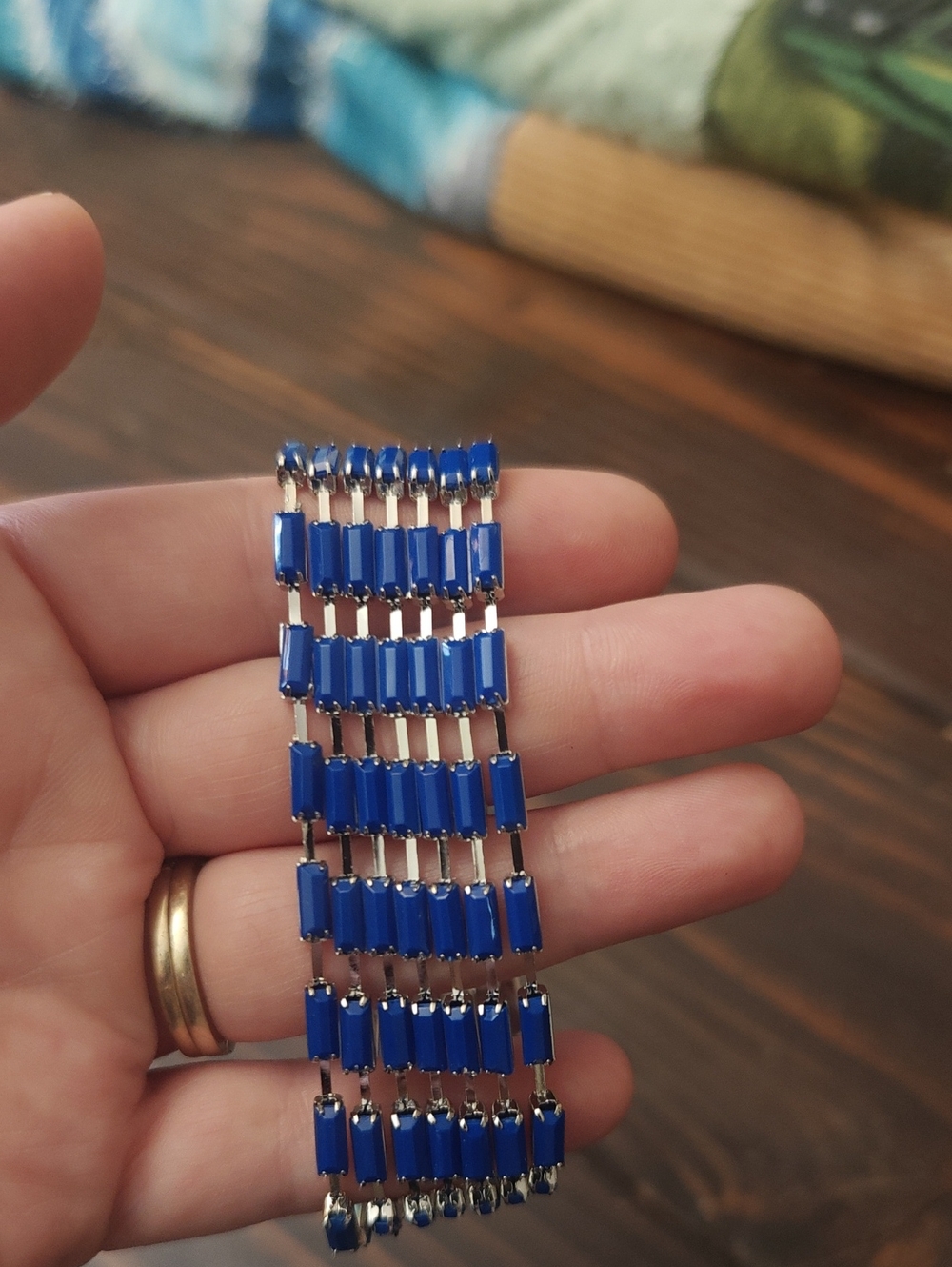 Massini Royal Blue Link Bracelet with Silver Accents D02 6742